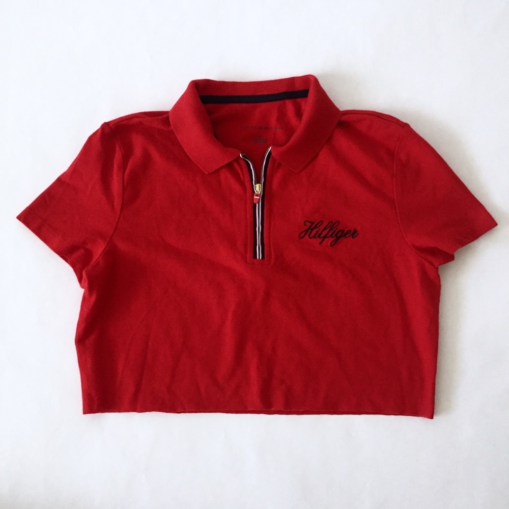 Tommy Hilfiger Red Zipper Closure Crop Top